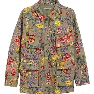 NWOT H&M+ Floral Cotton Twill Utility Jacket